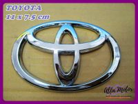 TOYOTA LOGO "CHROME" EMBLEM (size 11x7.5 cm.) STICKER #โลโก้ สัญลักษณ์ ตรา โตโยต้า ชุบโครเมี่ยม พร้อมกาวติด สินค้าคุณภาพดี