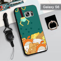 เคสอ่อนสำหรับ Samsung Galaxy S6เคสโทรศัพท์คลุมทั้งหมด2022ใหม่ป้องกันการตกหล่นกันรอยขีดข่วนฝามีที่ถือวงแหวนโทรศัพท์ &amp; เชือก