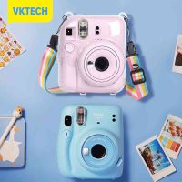 [Vktech] กล้องจิ๋วกระเป๋า PC เคสห่อหุ้มคริสตัลใสเคสใส่ของกับสายคล้องไหล่สำหรับฟิล์ม Instax Mini 12สำหรับ Mini12กล้อง Instax