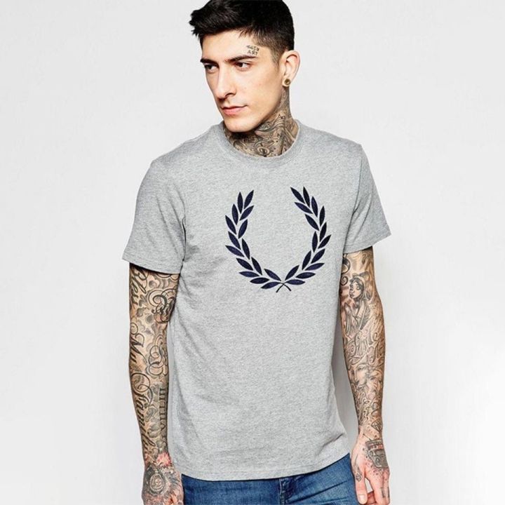 fred-perry-fred-perry-เสื้อยืดฝ้ายบริสุทธิ์ฤดูร้อน2023หูข้าวสาลี-เสื้อยืดพอดีตัวลำลองสีทึบคอกลมแขนสั้นสำหรับผู้ชาย