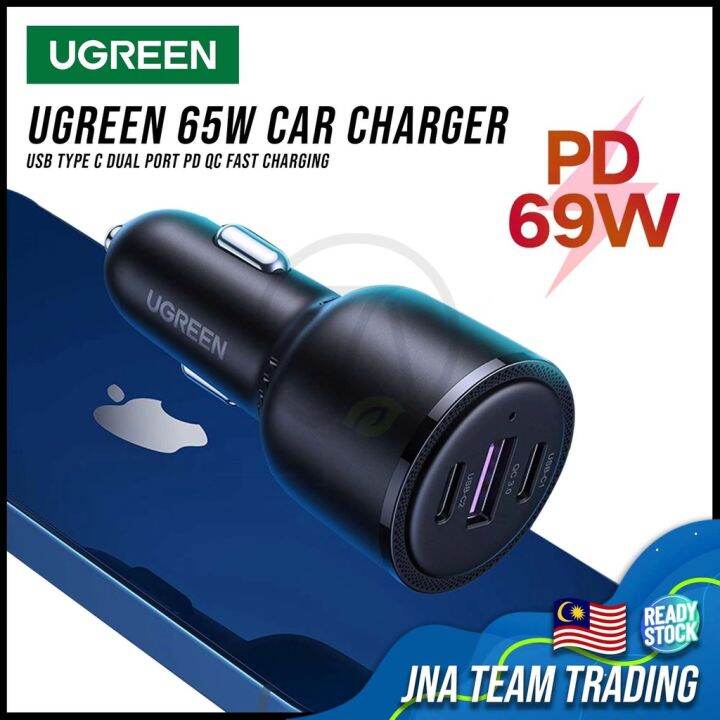 UGREEN 69W Car Charger USB C Dual Port PD QC Fast Charging For Laptop