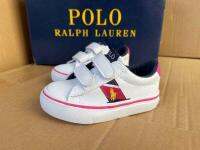 Ralphˉ Laurenˉ 2023 White Pink PU Leather Buckle Girls’ Shoes Lady’s Sweet Non-Slip White Shoes