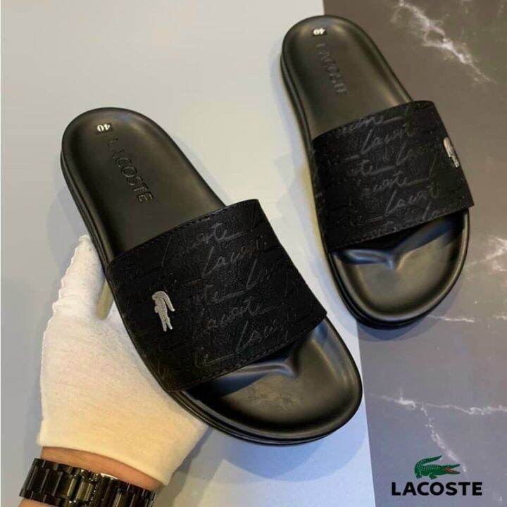 Lacoste Men's Slippers With Horizontal Bands High Quality 