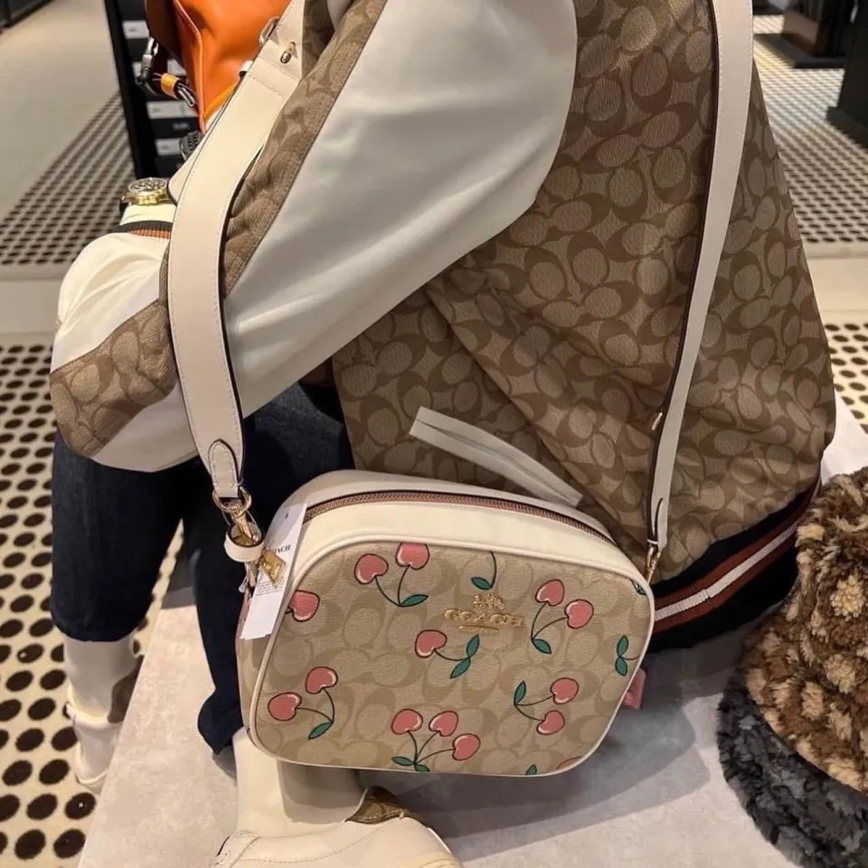 Coach Jamie Camera Bag in Signature Canvas with Heart Cherry Print