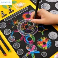 OUTILS ล้อเกียร์ที่เชื่อมต่อกันอเนกประสงค์อุปกรณ์นักเรียน Spirograph ชุดเครื่องมือระบายสีลายฉลุแบบวาดรูป