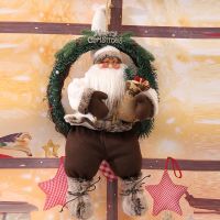 Christmas Electric Doll Decoration Pendant Santa Claus Wreath Electric Plush Toy New Year Door Window Hanging Ornament Xmas Gift