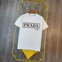 22 spring and summer new trendy brand pradaˉcheckered letters printed round neck short-sleeved T-shirt for women simple fashion couple half-sleeved