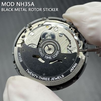 Japan NH35 NH36 Mechanical Movement With Black Metal Patch/STICKER Modification Parts 4R35B 4R36A Automatic Mechanism 24 Jewels