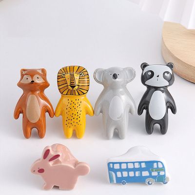 ❦ 1 Pc Cute Animal Children Room Handles Cartoon Ceramic Drawer Single Hole Knobs Cabinet Handles Pulls Kid Room Hardware