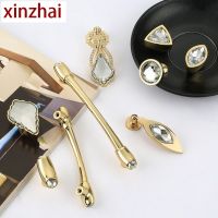 №▩┇ Gold Crystal Diamond Cabinet Handles Zinc Alloy Kitchen Cabinet Pulls Drawer Knobs Furniture Crystal Knobs And Handles