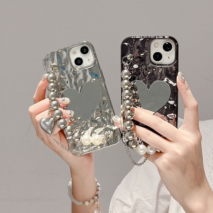 เคสโทรศัพท์มือถือ-tpu-นิ่ม-ชุบไฟฟ้า-ทรงไม่สมมาตร-มีกระจก-รูปหัวใจ-สีม่วง-ดํา-สําหรับ-iphone-14-pro-max-plus-13-12-xr-x-7-8