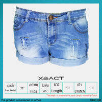 USED Xact - Faded Denim Roll Up Shorts | กางเกงยีนส์ขาสั้น เอวต่ำ กางเกงเอวต่ำ y2k แต่งขาด กางเกงขาสั้น สายฝอ แท้ มือสอง