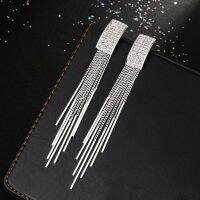 【YF】 2019 New Gold Color Long Crystal Tassel clip on Earrings Without Piercing  for Women Wedding Brinco Fashion Jewelry Gifts