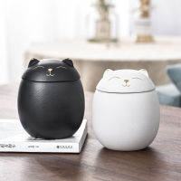 dyhewa 200Ml Urn สำหรับ Cat Ashes Cat Shape Memorial Cremation Urns-Handcrafted Black ตกแต่ง Urns สำหรับ Funeral Cat Urn Cat Memorial