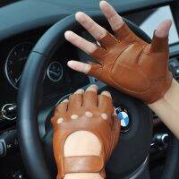 Leather Fingerless Motorcycle Gloves GYM MTB Tactical Driving Men