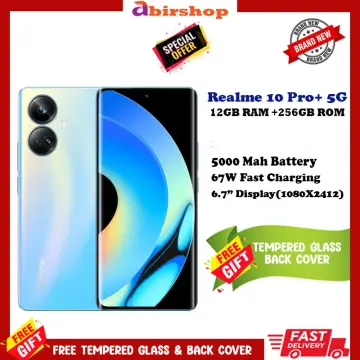 Realme 10 Pro 5G / 10 Pro Plus 5G 8+256 GB / 12+256 GB Free Tempered Glass  and Cover