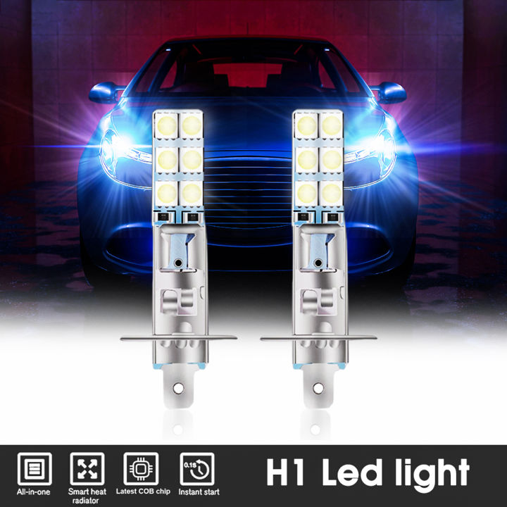 2pcs H1 6000K Super Bright White 6000LM DRL LED Headlight Bulb Kit