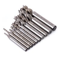 10pcs 4 ขลุ่ยก้านตรง End Mill Set HSS CNC Milling Cutter สําหรับเครื่องมือตัดอลูมิเนียมพลาสติกไม้ 2-10mm