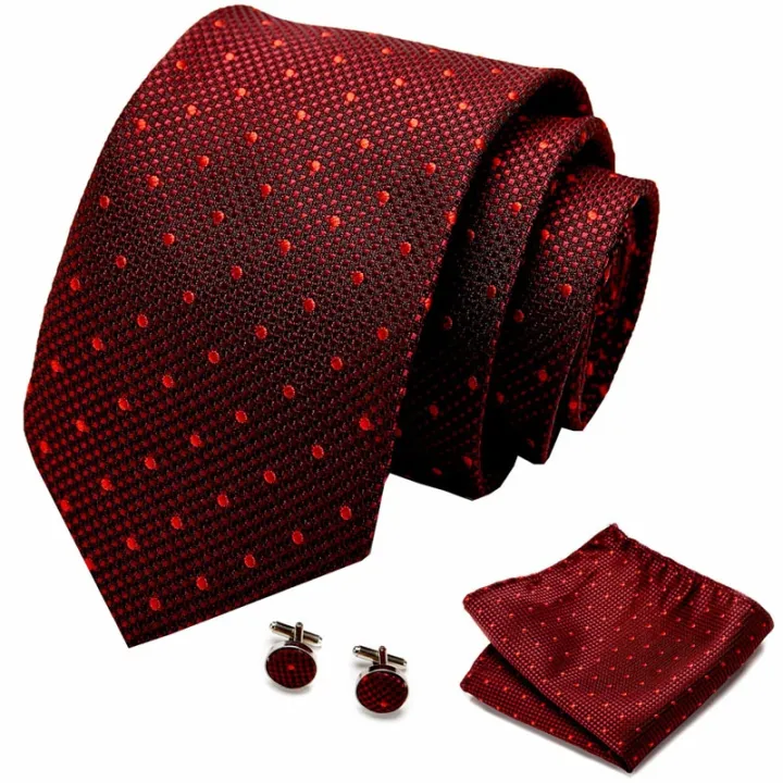 men-tie-red-polka-dot-quality-wedding-tie-for-men-tie-hanky-cufflink-silk-tie-set-designer-business