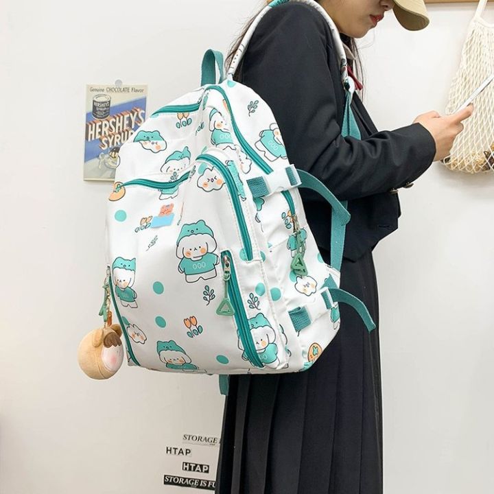 กระเป๋าเป้กระเป๋านักเรียนของเด็กผู้หญิงพิมพ์ลายนักเรียนม-ปลายสำหรับนักเรียนนักศึกษาวิทยาลัยโรงเรียนประถมใหม่2023ลายการ์ตูนรูปหมี
