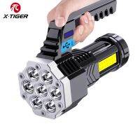 X-TIGER ไฟฉายทรงกระบอกกำลังสูง7ไฟฉาย LED ขนาด1200มิลลิแอมป์ไฟฉายชาร์จไฟ USB มือถือการตั้งแคมป์กลางแจ้งพกพาได้ Zhaoyunling22เดินป่า