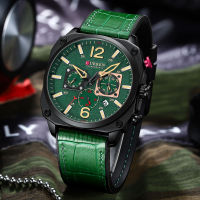 HotCURREN แบรนด์หรูผู้ชายนาฬิกาข้อมือควอตซ์สีน้ำตาลสำหรับชาย Luminous Chronograph Dial นาฬิกาหนัง Casual กีฬานาฬิกา