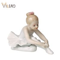 Vilead Ceramic Ballet Girl Figurine Doll Interior Home Decoration Accessories Living Room Bedroom Creative Kids Gift Colletction