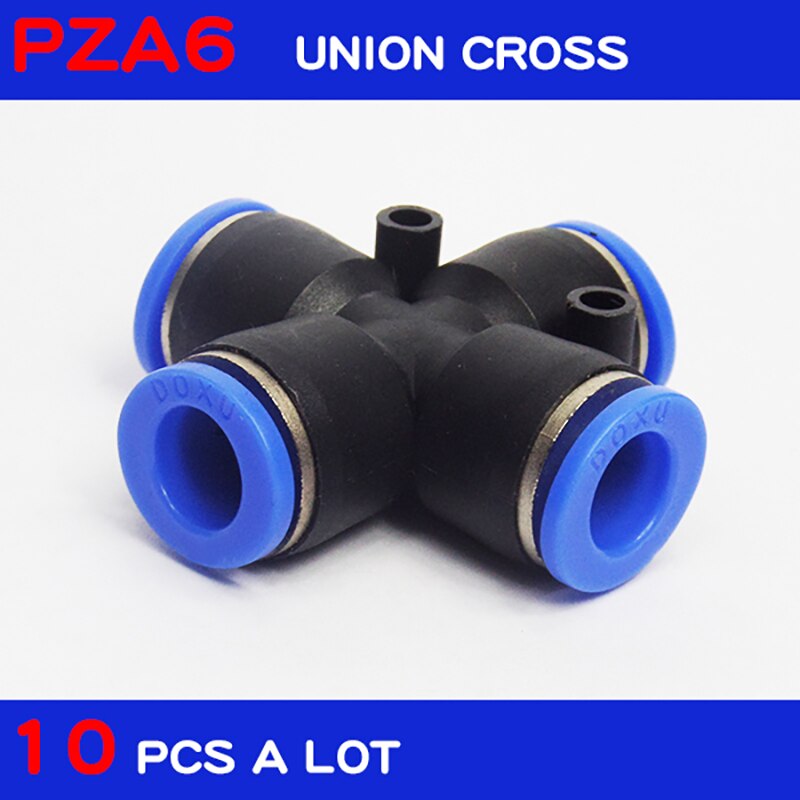 10Pcs 4mm 4 Way Cross Style Pneumatic Tube Push in Quick Fittings PZA4