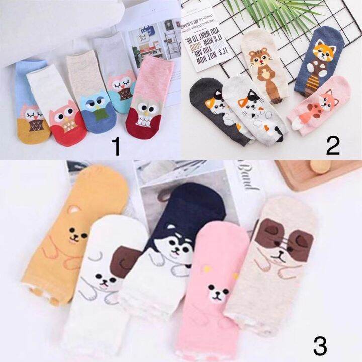 ถุงเท้าลายสัตว์-cute-animal-socks-worldwearing-ราคาต่อคู่