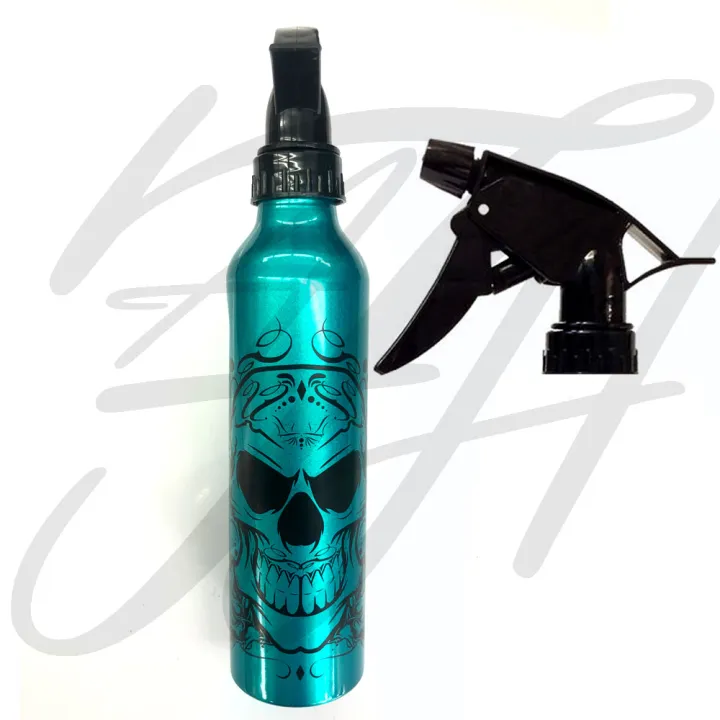 tattoo-spray-bottle-turquoise-color-nbsp-ขวดสเปรย์เปล่าอลูมิเนียม-ขนาด-300-มล-สีเทอร์ควอยซ์-nbsp-ขวดสเปรย์เปล่า-ขวดสเปรย์พกพาสะดวก-ใช้ใส่ของเหลว-แอลกอร์ฮอล์ล้างมือ-พกพาสะดวก-มีที่ล๊อคหัวฉีด-ถอดล้างได้