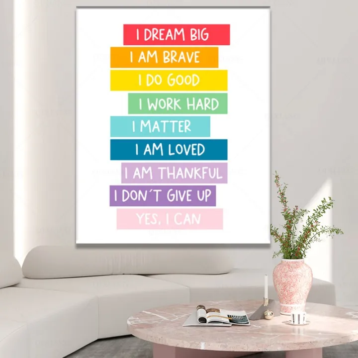 Children's active affirmation poster, impression, self-confidence offer ...