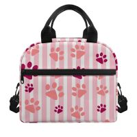 ㍿♟ FORUDESIGNS Fashion Dog Paw Print Design Lunch Bags For Children Travel Camping School Lunch Boxes for Women Loncheras Para