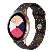 【พร้อมในสต็อก】สำหรับ Samsung Galaxy Watch 3 41มม. จุดสีรุ้งสปอร์ตสายนาฬิกาข้อมือหัวเข็มขัดซิลิโคน (สีดำ)