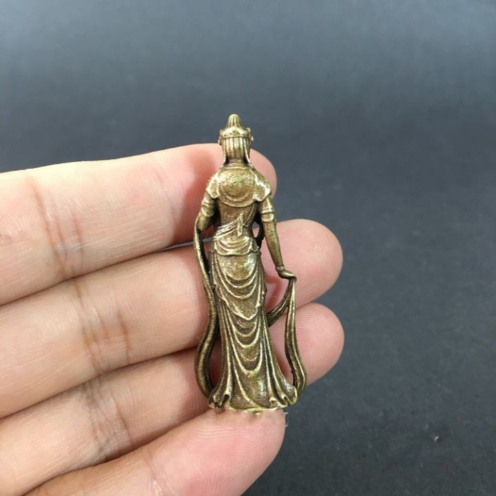 collectable-chinese-brass-carved-kwan-yin-guan-yin-buddha-exquisite-small-statues