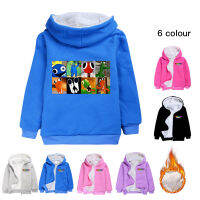 Rainbow Friends Cartoon Fleece Hoodies Jacket for Boys Girls Childrens Zipper Thick Jacket Winter Casual Warm Cotton Jacket 1974 0000