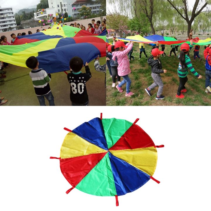 6-16-feet-play-parachute-with-8-handles-multicolored-tent-outdoor-games-for-kids