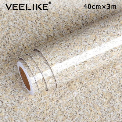 Veelike 40cmX300cm วอลล์เปเปอร์แกรนิตกาวในตัวกันน้ำไวนิลแบบถอดได้สติ๊กเกอร์ติดผนังสำหรับห้องครัวตู้เคาน์เตอร์พื้นหลังทีวีทำความสะอาดง่ายติดต่อกระดาษตกแต่งบ้าน