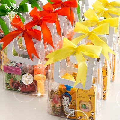 Valentines Day thickened jelly bag flower bouquet transparent handbag PVC gift bag gift bag with hand gift bag 【MAY】
