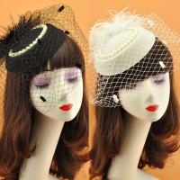 Pearl Fascinators Hat Feather Pillbox Hat with Veil Tea Party Headpiece Photo Props Fancy Dress Wedding Headdress DXAA