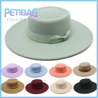 PETIBAG แฟชั่นสำหรับผู้หญิง สง่างามเรียบหรู คริสตจักรในโบสถ์ เรโทร หมวกดาร์บี้ หมวกกะลาผู้หญิง หมวกปีกกว้าง Fedora หมวกสำหรับผู้หญิง