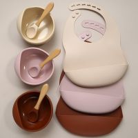 【CW】 Muslinlife Newborn Baby Silicone Feeding Tableware Bibs Toddler Feedings