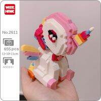 Weagle 2611 Cartoon Rainbow Fly Horse Sit Animal Pet 3D Model DIY Mini Diamond Blocks Bricks Building Toy for Children no Box