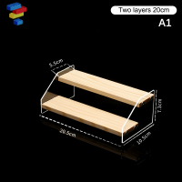 Dcapoknk ชั้นวางแสดงของอะคริลิกทรงสี่เหลี่ยมคางหมูทำจากไม้หลายชั้นชั้นชั้นโชว์เครื่องประดับและเครื่องสำอางชั้นวางกระเป๋าถือ