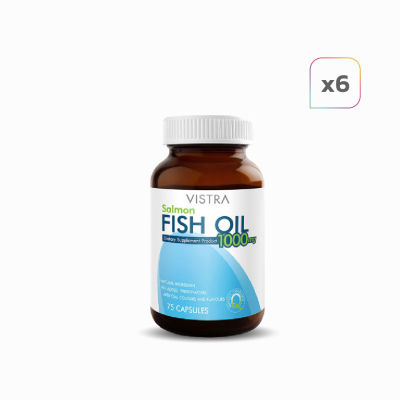 Vistra Fish Oil วิสทร้า น้ำมันปลาแซลมอน Salmon Fishoil เสริมความจำ &nbsp;เพิ่มไขมันดี บรรเทาอาการข้ออักเสบ ทานง่าย ไม่คาว 75 แคปซูล เซต 6 กระปุก