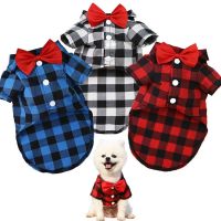 〖Love pets〗   Pet Clothes Dogs Plaid Striped Shirt Suit Wedding Dress Puppy Coat Teddy Bear Pomeranian Vest Small-Medium Dog Cat Pet Costume