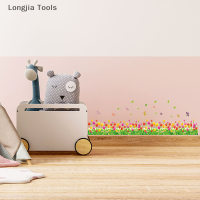 Longjia Tools สติกเกอร์ติดผนังตกแต่งห้องนอนเส้นขอบดอกทิวลิปแบบติดเองสติ๊กเกอร์ติดผนังผนังผนังฐานบ้าน