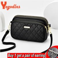 【CC】 Yogodlns Fashion Lozenge Small Soft Leather Crossbody Three Layer Shoulder Messenger Shopping Purse