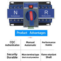 Dual Power Automatic Transfer Switch Overload Protection PC Housing Changeover Switch for Bank AC230V