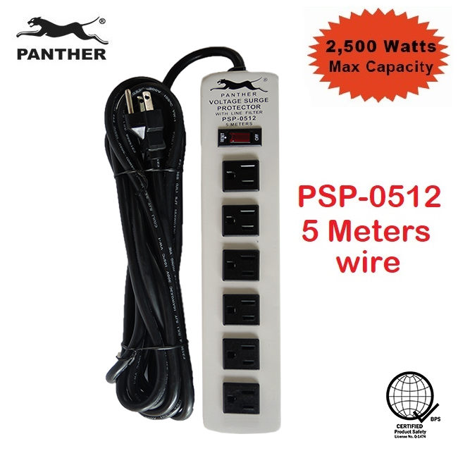 Panther 6Gang 5M PSP 0512 Voltage Surge Protector Extension Cord PSP