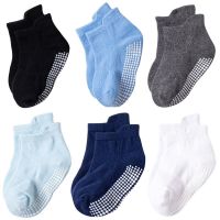 6 Pairs/lot 0 to 6 Yrs Cotton Children 39;s Anti slip Boat Socks For Boys Girl Low Cut Floor Kid Sock With Rubber Grips Four Season